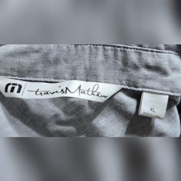 Travis Mathew Men's Button Up Shirt XL Gray Short Sleeve Cotton Poly Casual - Picture 6 of 10